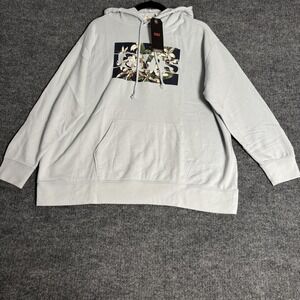 Levis Hoodie Womens 1X Light Blue Floral Graphic Pullover Sweatshirt Logo New